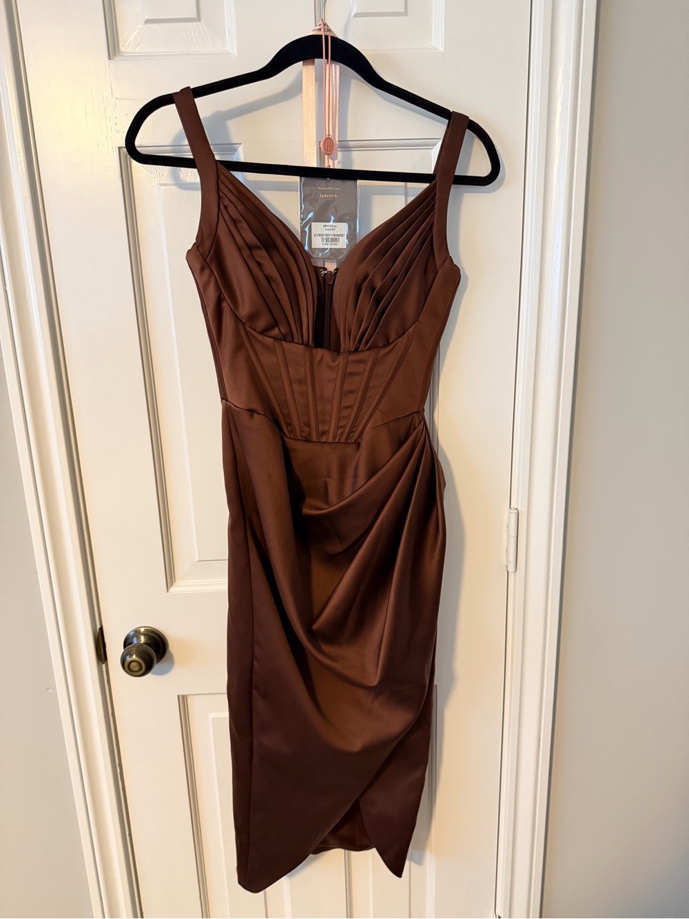 House of CB Brown corset midi dress